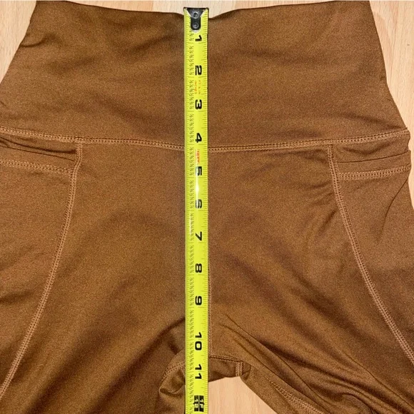 Sage brand Brown Leggings high rise cropped capri pants with pockets - Picture 6 of 8